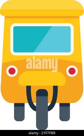 This minimalist graphic icon features a yellow auto rickshaw, a common form of public transportation in some countries Stock Vector