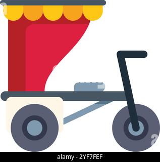 This vector icon features a pedal powered rickshaw taxi cab, a common form of transportation in some parts of the world Stock Vector