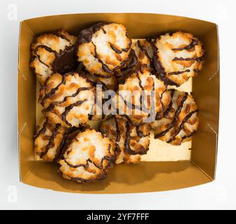 Coconut macaroons in carton box Stock Photo