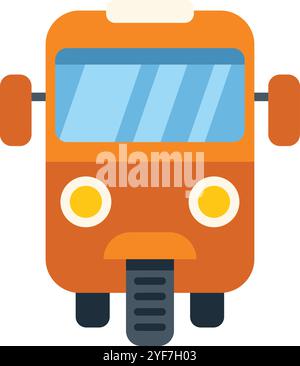 Orange auto rickshaw, a common form of public transportation in some countries, viewed from the front Stock Vector