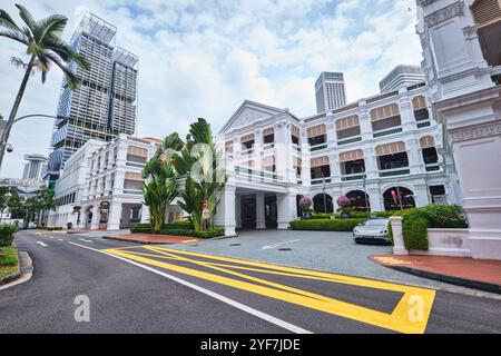Singapore - January 18, 2025: Raffles Hotel in Singapore, Asia, a historic luxury hotel Stock Photo