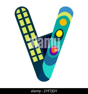 cosmos effect alphabet letter vector illustration. Modern fantasy character. Stock Vector