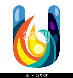 cosmos effect alphabet letter vector illustration. Modern fantasy character. Stock Vector