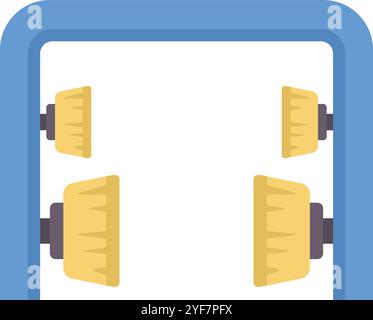 Automatic car wash machine is cleaning a vehicle with its rotating brushes Stock Vector