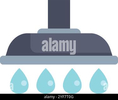 Minimalist illustration of a shower head pouring water drops, representing personal hygiene and bathroom fixtures Stock Vector