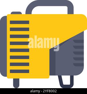 Yellow and gray portable generator supplying electricity, ideal for camping trips or power outages Stock Vector