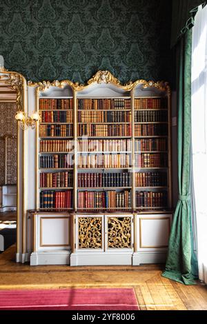 French style rococo revival library room at Wrest House, Wrest Park, Bedfordshire, UK Stock Photo