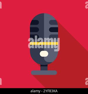 Modern studio microphone capturing sound, ideal for podcasting, broadcasting, and audio recording projects Stock Vector