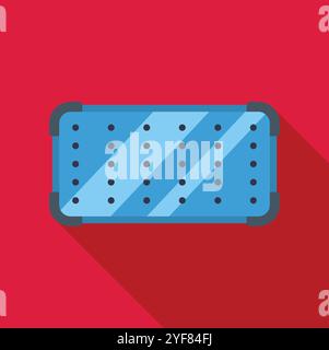 Sterile surgical instrument tray with holes and angled stripe reflecting light, symbolizing medical preparedness Stock Vector