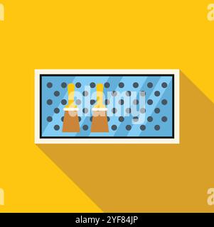 Cowbells hanging on blue pegboard in soundproof room, ideal for music recording, podcast studio, or audio production Stock Vector