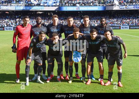 Naples, Lazio. 03rd Nov, 2024. Napoli team players pose for a group photo during the Serie A match between Napoli v Atalanta at Maradona stadium in Naples, Italy, November 03th, 2024. Credit: massimo insabato/Alamy Live News Stock Photo