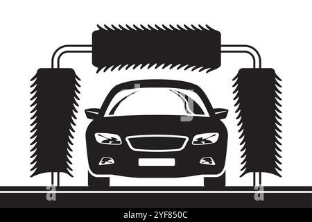 Tunnel car wash brush - vector illustration Stock Vector