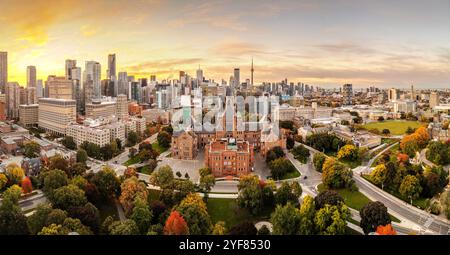 Toronto, Ontario, Canada panoramic skyline at dawn in early autumn. Stock Photo