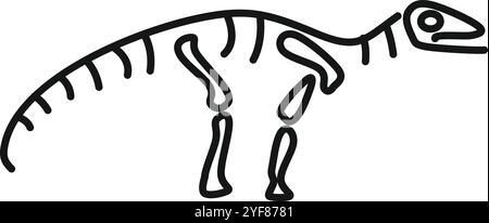 Dinosaur skeleton walking on two legs, side view, paleontology and archeology concept Stock Vector