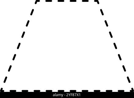 Dotted trapezoid figure isolated on white background. Geometric shape with dashed lines. Cut here pictogram. Vector outline illustration. Stock Vector