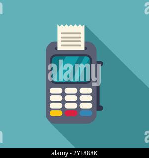 Pos terminal printing receipt, symbolizing electronic transaction in modern retail environment Stock Vector