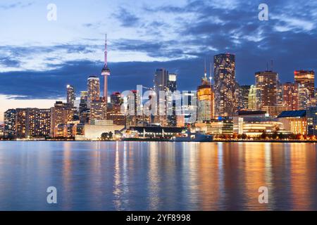 Toronto, Ontario, Canada cityscape on Lake Ontario at dusk. Stock Photo