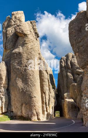 Needles Eye tunnel in Custer State Park, South Dakota, Stock Photo