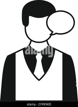 Businessman wearing suit and tie is communicating, a speech bubble indicating ongoing conversation or sharing of ideas Stock Vector