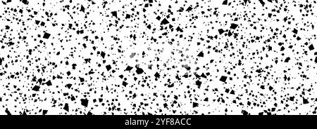 Dotted seamless pattern. Grunge dripped sprinkles, particles, dust or splashes wallpaper. Black and white distress noise grain repeating background. Random mottled gritty overlay texture. Vector Stock Vector