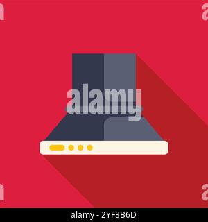 Modern kitchen exhaust hood extractor filter purifying air, flat vector illustration with long shadow Stock Vector