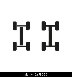 Vehicle axle icons. Four wheel drive symbols. Vehicle suspension design. Transportation vector. Stock Vector