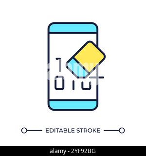 Mobile data wipe RGB color icon Stock Vector