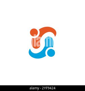 Letter S People Connect Logo Design Stock Vector