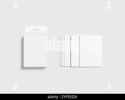 White Playing Cards With Hanging Box Mockup 3D Rendering Stock Photo