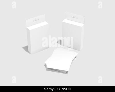3D Render Of A Blank Cards Game With Box Mockup Stock Photo