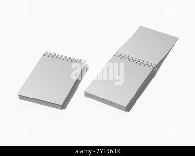 Blank Realistic Spiral Ring Notebook Mockup 3D Render Stock Photo