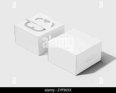 Blank Two Boxes Mockup Isolated 3D Rendering Stock Photo