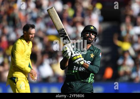 MELBOURNE AUSTRALIA. 4th Nov 2024.  Pictured: Pakistan batter Irfan Khan, during day one of the Australia v Pakistan One Day International series cricket match at Melbourne Cricket Ground, Melbourne, Australia on the 4th Nov, 2024. Credit: Karl Phillipson/Alamy Live News Stock Photo