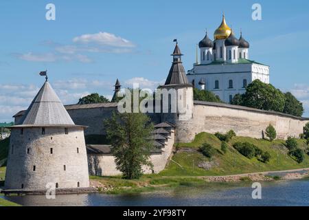 The ancient Pskov Kremlin on a sunny June day. Russia Stock Photo
