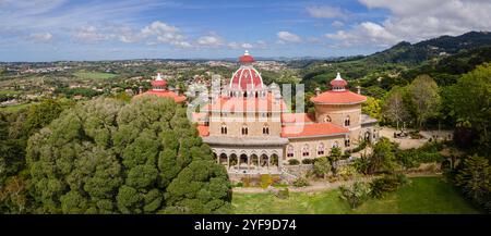 The Monserrate Palace in Sintra. Aerial drone panorama of Famous place in Portugal Stock Photo