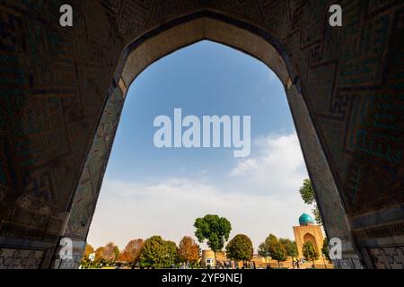 Bibi-Khanym Mausoleum designed as simple one domed structure, built in the 14th century as a tomb for Sarai Mulk-Khanym's (Bibi-Khanym) mother, mother Stock Photo