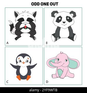 Odd one out child game vector illustration Stock Vector