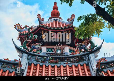 Singapore - August 16, 2024: The taoist Thian Hock Keng Temple or Temple of Heavenly Happiness in Chinatown Stock Photo