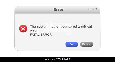 Error sign on computer window. System failure notification. Stock Vector
