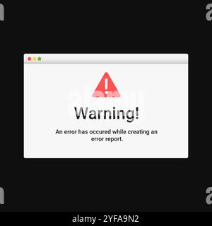 Modern warning notification message on screen. Error virus message on desktop. Stock Vector