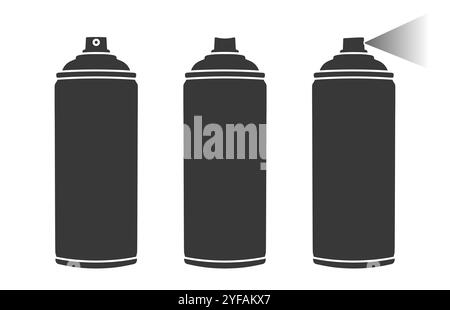 Spray paint bottle icon. Aerosol spray aluminium can package logo sign. Graffiti paint. Vector illustration image. Isolated on white background. Stock Vector