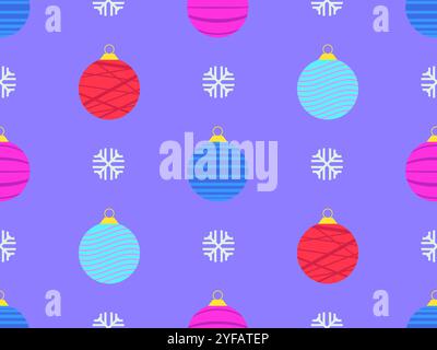 Seamless pattern with Christmas balls with striped pattern. Christmas ornaments, each decoration is decorated with stripes. Xmas design for wrappers, Stock Vector