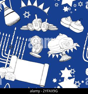Hanukkah menorah, traditional food holiday symbols Stock Vector