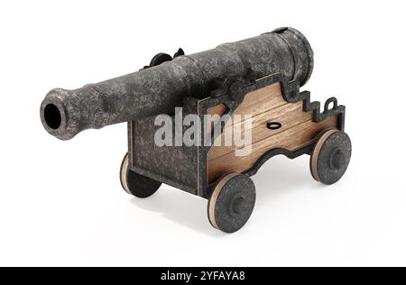 Vintage cannon isolated on white background. 3D illustration. Stock Photo