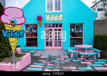 Valdís Ice Cream Shop in Reykjavik, Icela Stock Photo