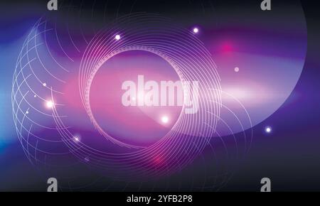 Vector bright circle blue space. Abstract glowing spiral Stock Vector