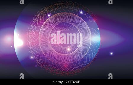 Modern banner. Circular glow. Digital technology background. Bright color. Glow effect Stock Vector
