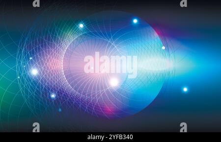 Modern banner. Circular glow. Digital technology background. Bright color. Glow effect Stock Vector