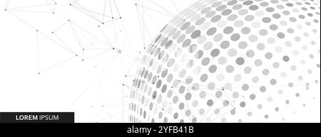 Halftone circle. Vector planet symbol. Abstract dotted globe illustration on white background Stock Vector