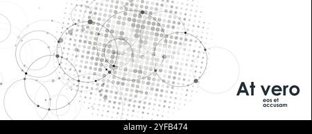 Circle connect in flat style. Halftone dots background. Circle halftone pattern. Vector cover Stock Vector